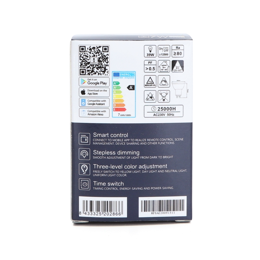 LED Żarówka ściemnialna GU10/7W/230V 3000-6500K Wi-Fi - Aigostar