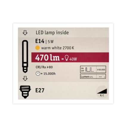 LED Żarówka ściemnialna MOSAIC G125 E27/5W/230V 2700K - Paulmann 28747