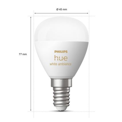 LED Żarówka ściemnialna Philips Hue WHITE AMBIANCE P45 E14/5,1W/230V 2200-6500K