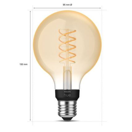 LED Żarówka ściemnialna Philips Hue WHITE FILAMENT G93 E27/7,2W/230V 2100K