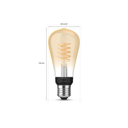 LED Żarówka ściemnialna Philips Hue WHITE FILAMENT ST64 E27/7W/230V 2100K