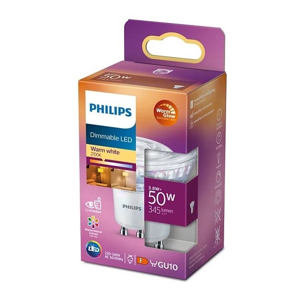LED Żarówka ściemnialna Philips Warm Glow PAR16 GU10/3,8W/230V 2200-2700K CRI 90