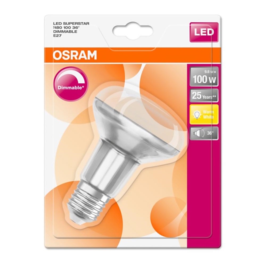 LED Żarówka ściemnialna RETROFIT R80 E27/9,6W/230V 2700K - Osram