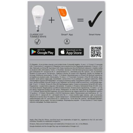 LED Żarówka ściemnialna SMART+ E27/9,5W/230V 2700K-6500K Wi-Fi - Ledvance