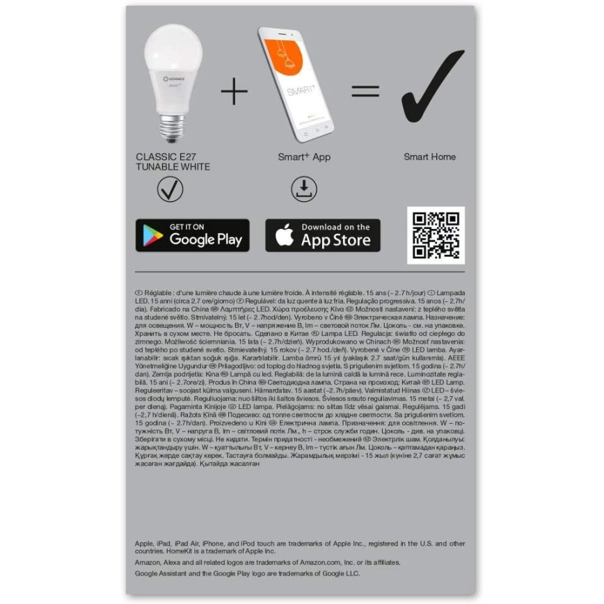 LED Żarówka ściemnialna SMART+ E27/9,5W/230V 2700K-6500K Wi-Fi - Ledvance