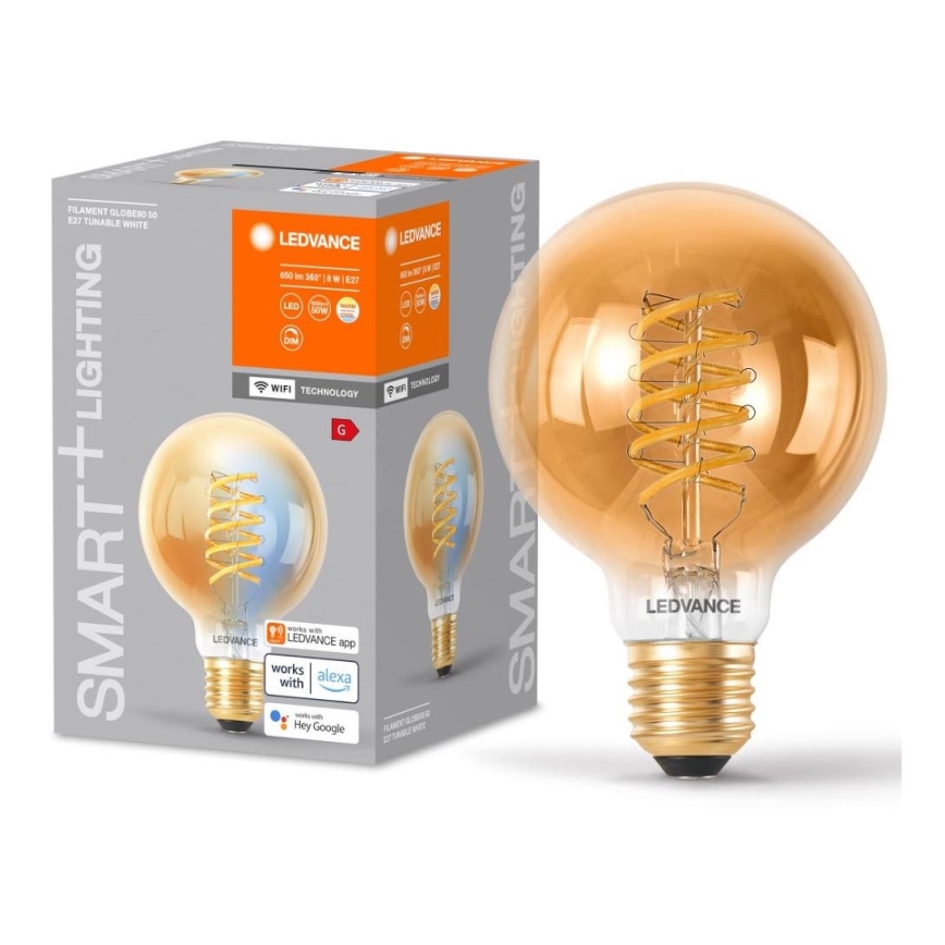 LED Żarówka ściemnialna SMART+ FILAMENT GLOBE G80 E27/8W/230V 2200-5000K Wi-Fi - Ledvance