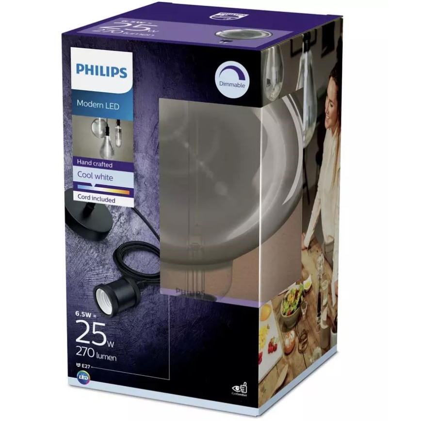 LED Żarówka ściemnialna SMOKY VINTAGE Philips E27/6,5W/230V 4000K