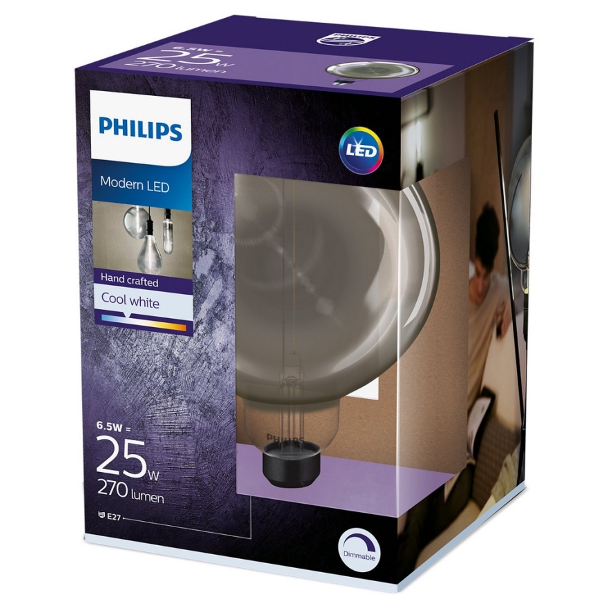 LED Żarówka ściemnialna SMOKY VINTAGE Philips G200 E27/6,5W/230V 4000K