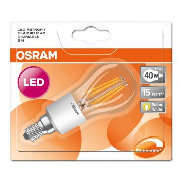 LED Żarówka ściemnialna STAR CLASSIC P40 E14/4,5W/230V – Osram