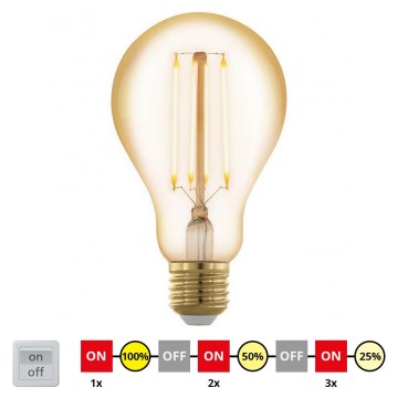 LED Żarówka ściemnialna VINTAGE A75 E27/4W/230V 2200K - STEPDIMMING - Eglo 12858