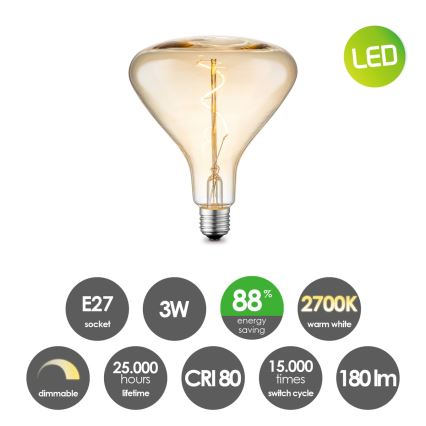 LED Żarówka ściemnialna VINTAGE EDISON E27/3W/230V 2700K