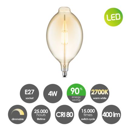 LED Żarówka ściemnialna VINTAGE EDISON E27/4W/230V 2700K