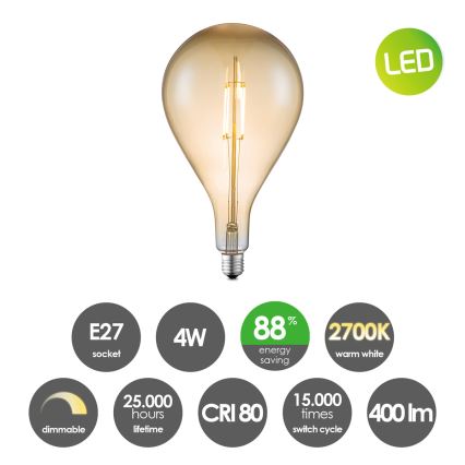 LED Żarówka ściemnialna VINTAGE EDISON E27/4W/230V 2700K