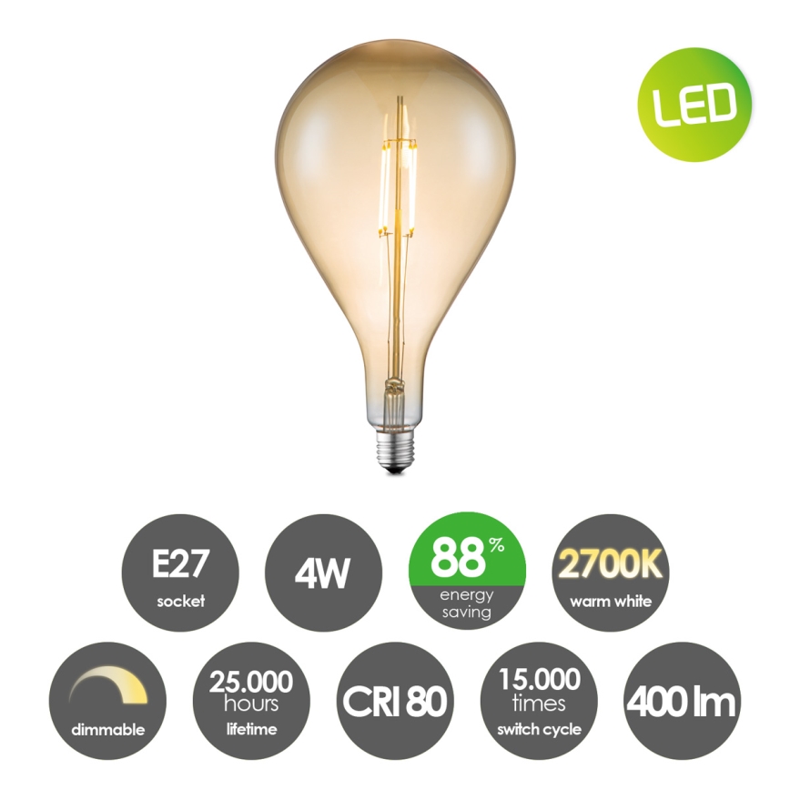 LED Żarówka ściemnialna VINTAGE EDISON E27/4W/230V 2700K