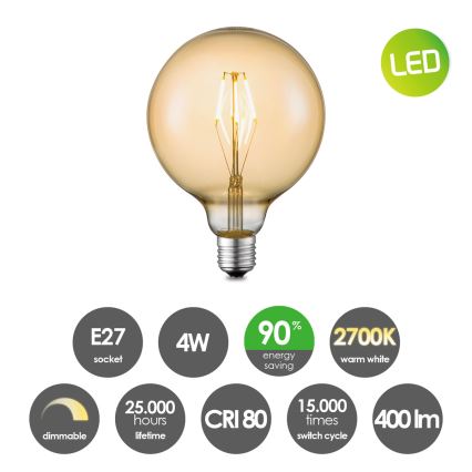 LED Żarówka ściemnialna VINTAGE EDISON G125 E27/4W/230V 2700K