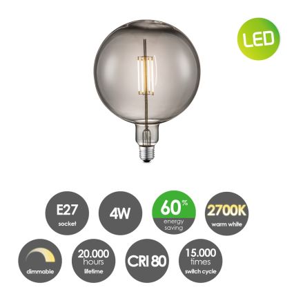 LED Żarówka ściemnialna VINTAGE EDISON G180 E27/4W/230V 2700K