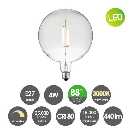 LED Żarówka ściemnialna VINTAGE EDISON G180 E27/4W/230V 3000K