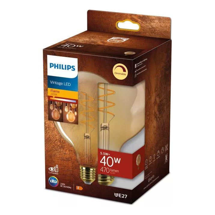 LED Żarówka ściemnialna VINTAGE Philips G125 E27/5,5W/230V 2200K