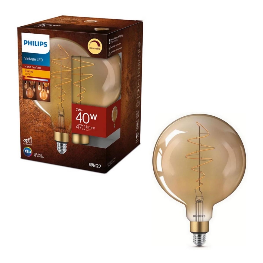LED Żarówka ściemnialna VINTAGE Philips G200 E27/7W/230V 2000K