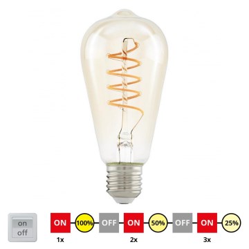 LED Żarówka ściemnialna VINTAGE ST64 E27/4W/230V 2200K - STEPDIMMING - Eglo 12522
