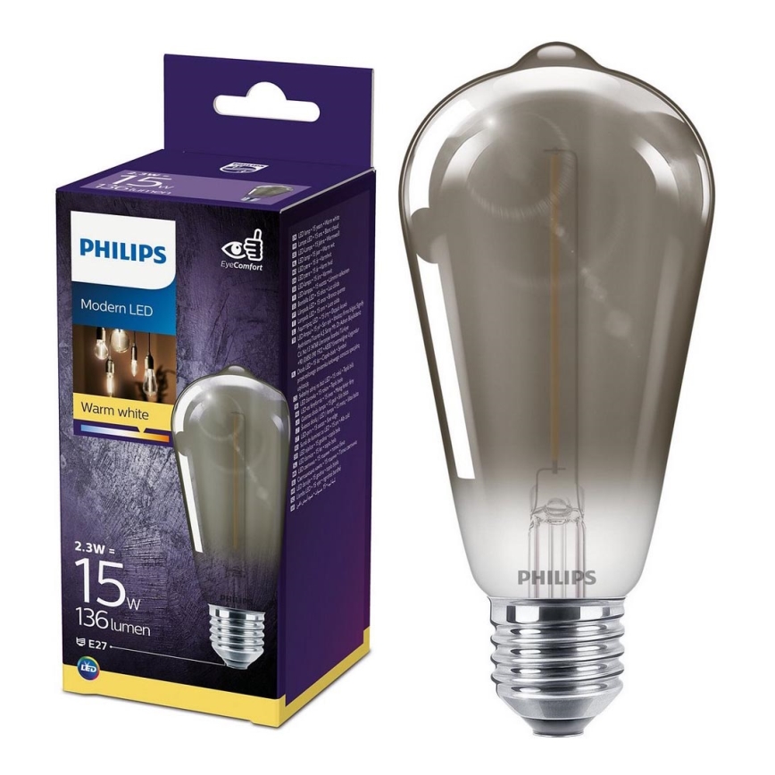 LED Żarówka SMOKY VINTAGE Philips ST64 E27/2,3W/230V 2700K