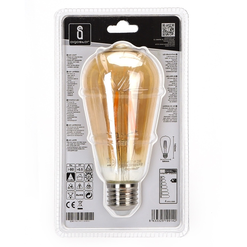 LED Żarówka ST64 E27/4W/230V 2200K - Aigostar