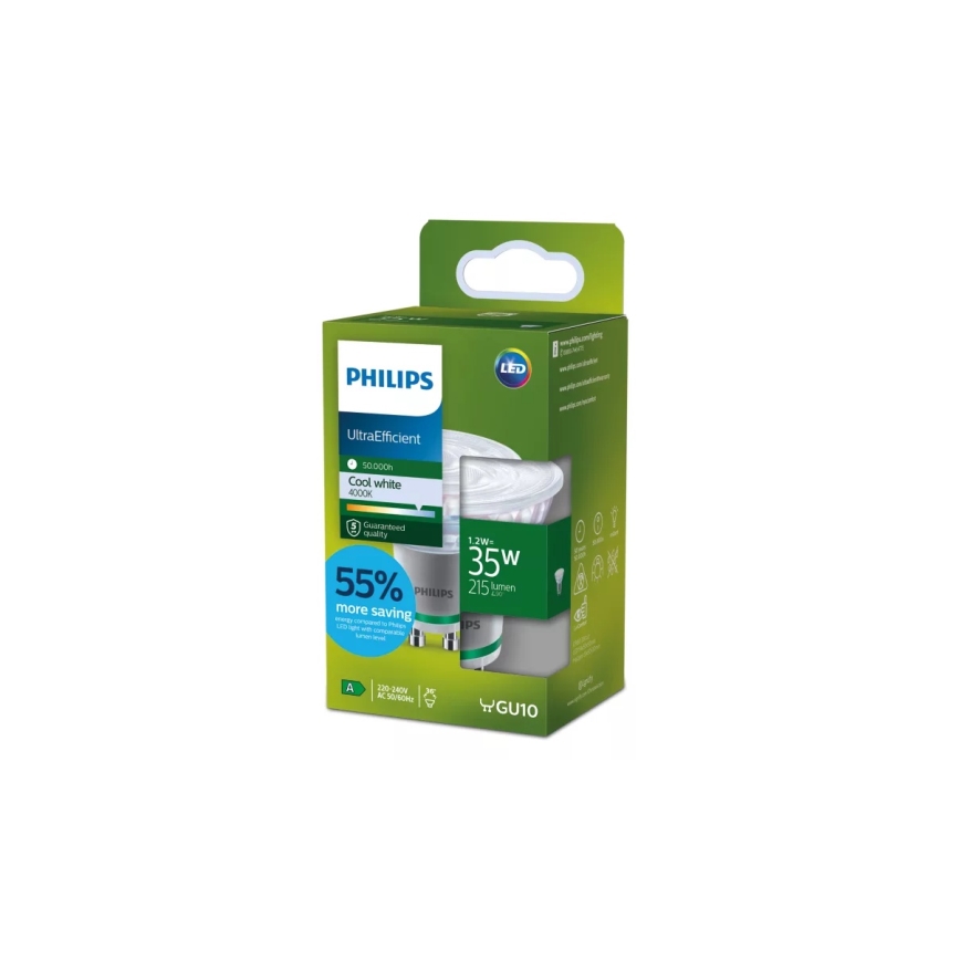 LED Żarówka ULTRAEFFICIENT Philips PAR16 GU10/1,2W/230V 4000K