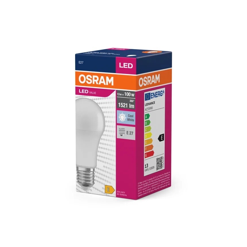 LED Żarówka VALUE A100 E27/13W/230V 4000K - Osram