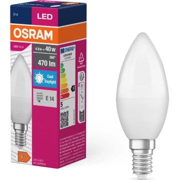 LED Żarówka VALUE B40 E14/4,9W/230V 6500K - Osram