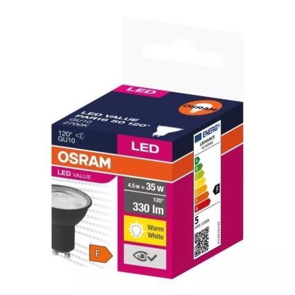 LED Żarówka VALUE PAR16 GU10/4,5W/230V 2700K 120° czarna - Ledvance