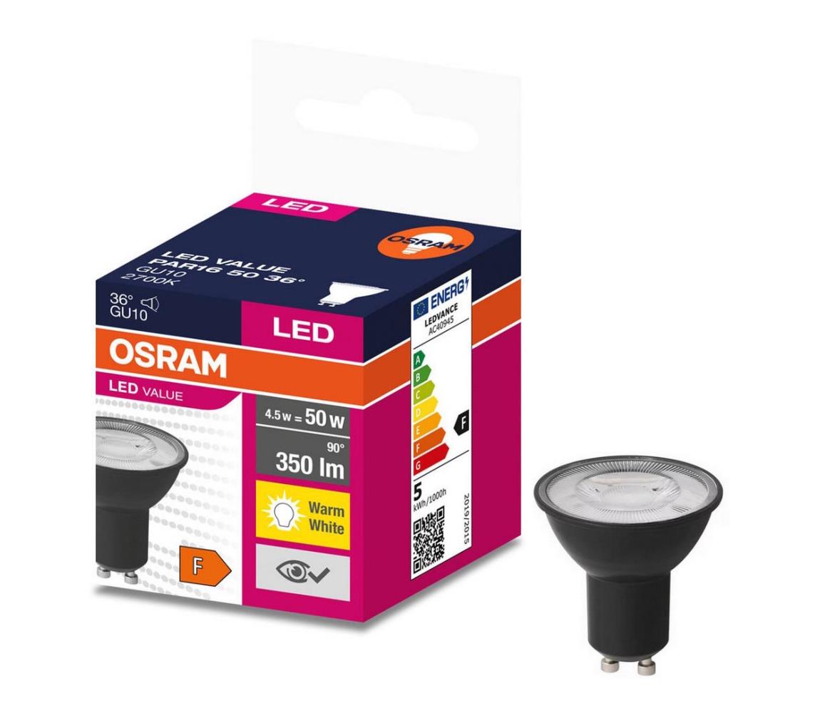 LED Żarówka VALUE PAR16 GU10/4,5W/230V 2700K 36° czarna - Osram