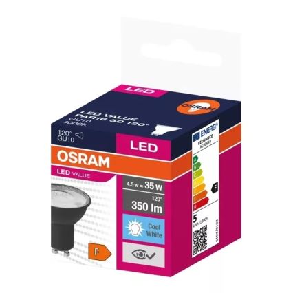 LED Żarówka VALUE PAR16 GU10/4,5W/230V 4000K 120° czarna - Ledvance
