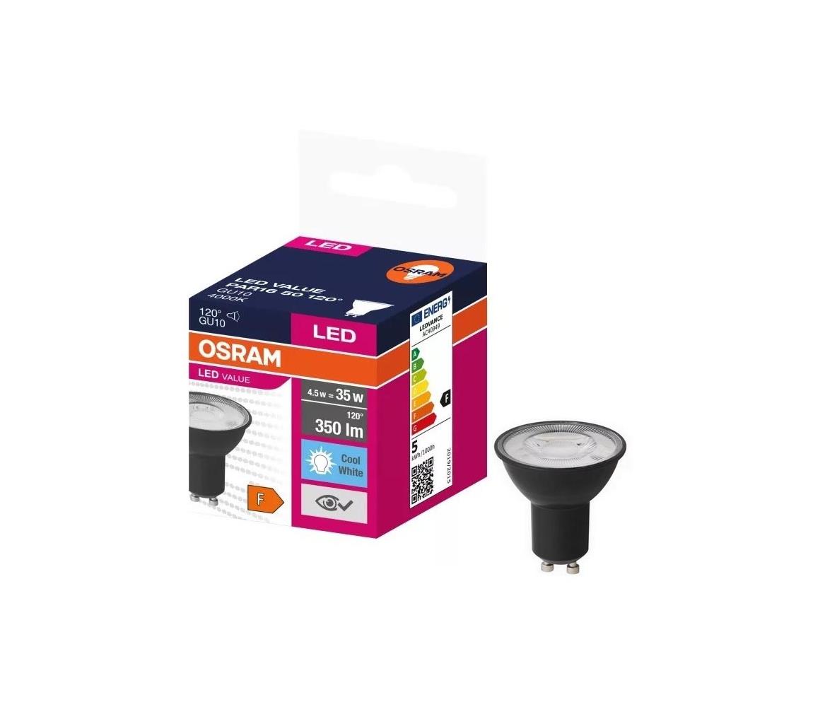 LED Żarówka VALUE PAR16 GU10/4,5W/230V 4000K 120° czarna - Osram