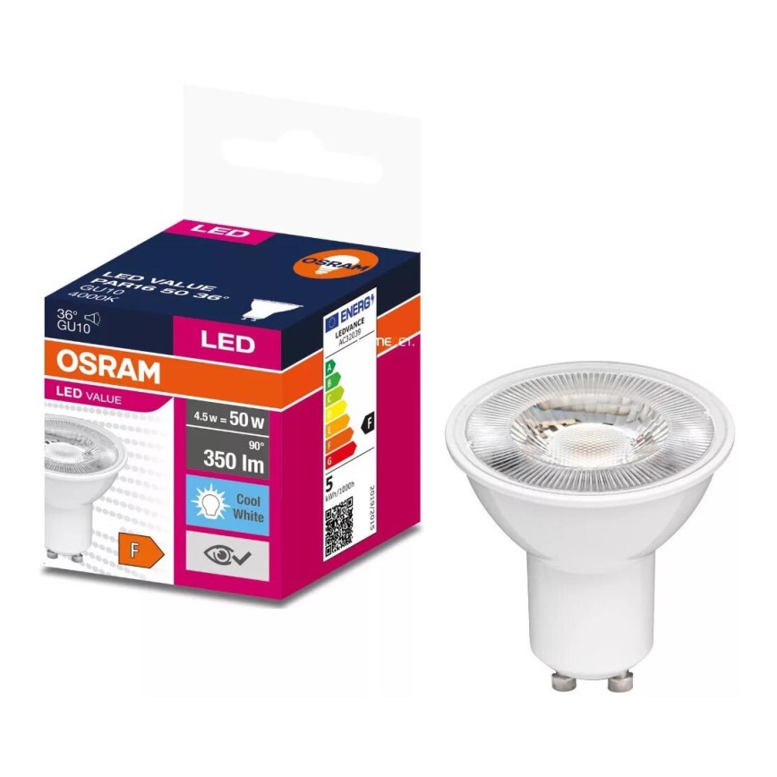 LED Żarówka VALUE PAR16 GU10/4,5W/230V 4000K 36° biały - Osram