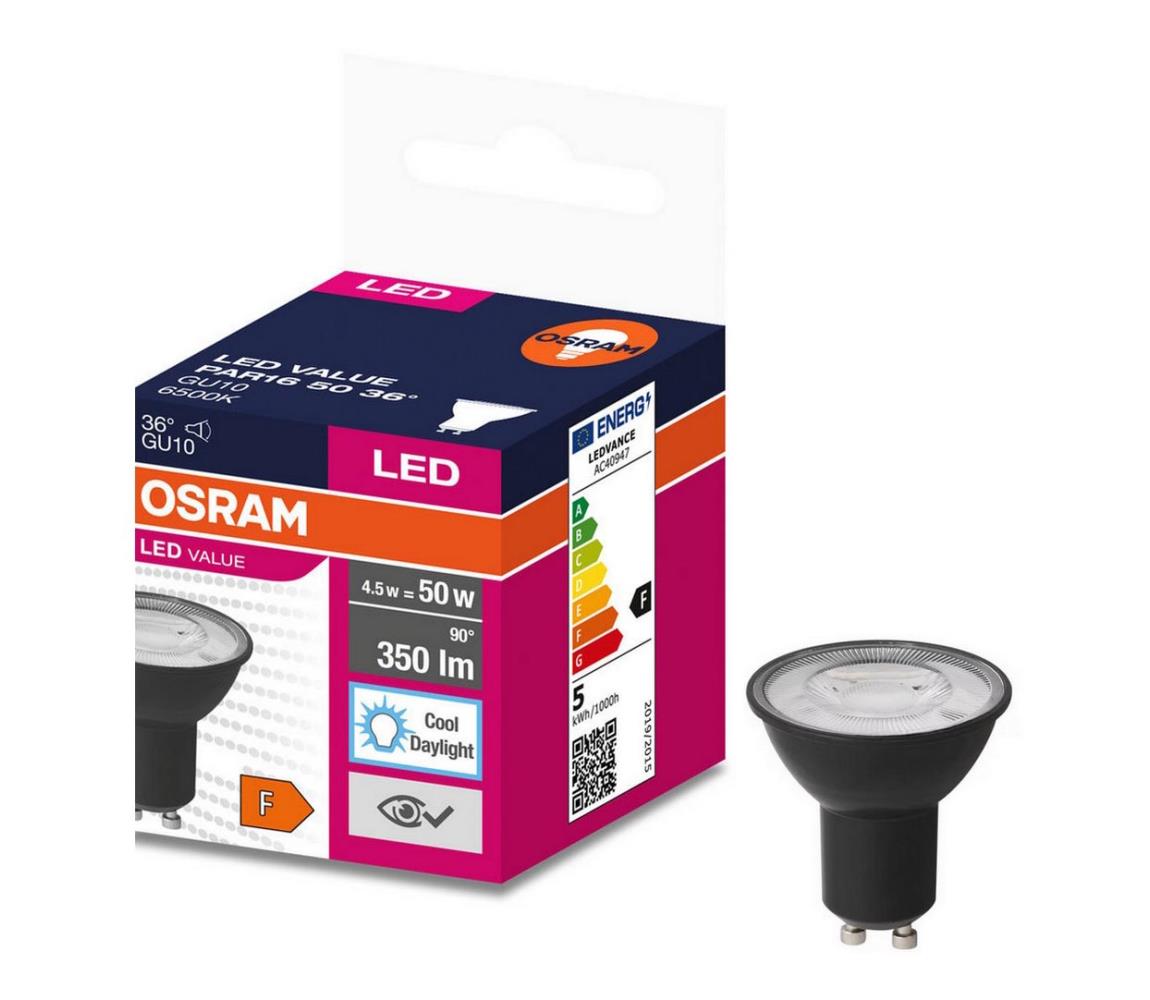 LED Żarówka VALUE PAR16 GU10/4,5W/230V 4000K 36° czarna - Osram