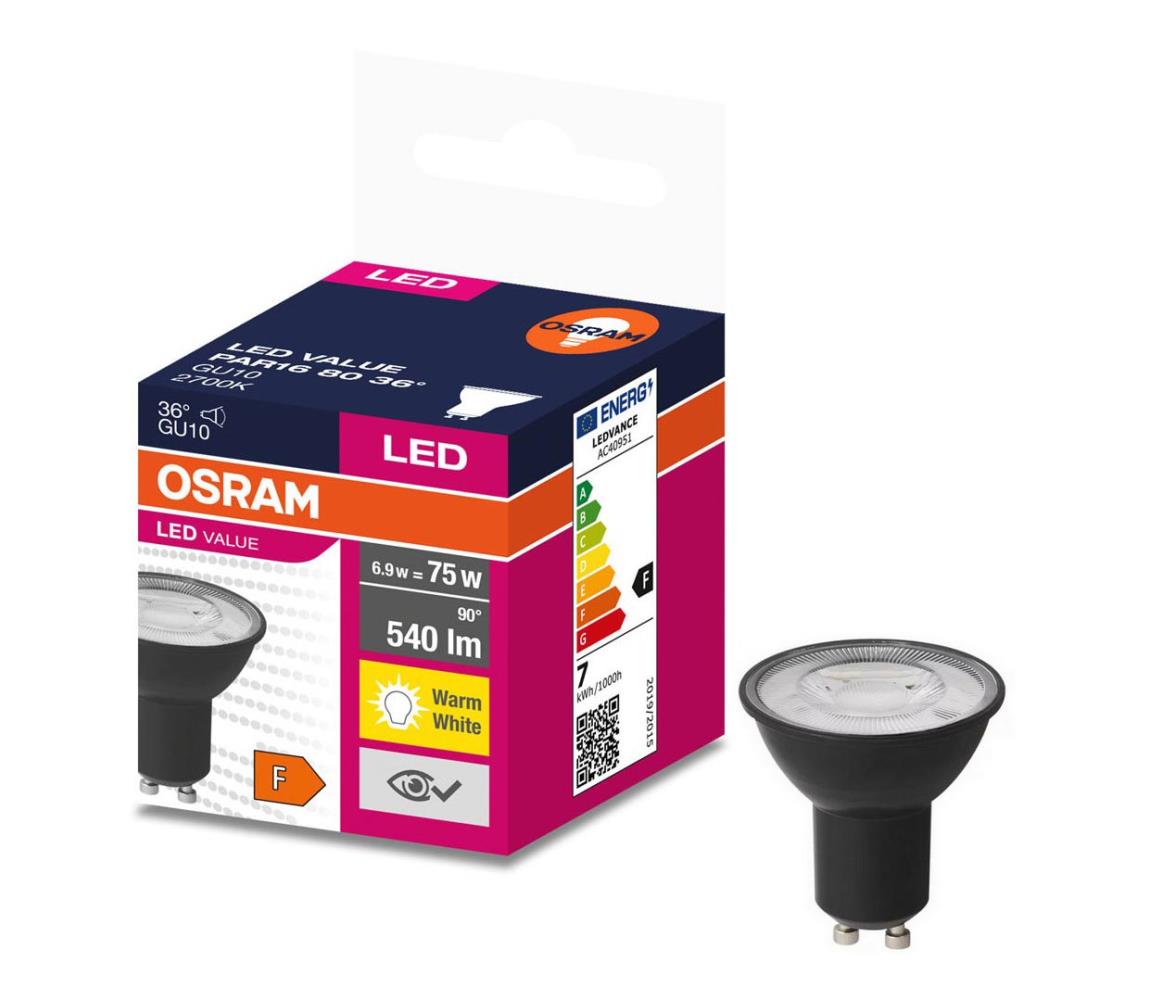 LED Żarówka VALUE PAR16 GU10/6,9W/230V 2700K 36° czarna - Osram