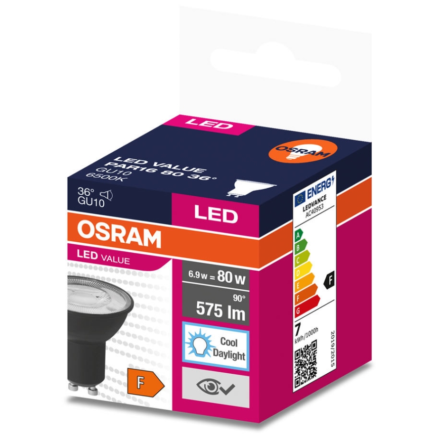 LED Żarówka VALUE PAR16 GU10/6,9W/230V 4000K 36° czarna - Ledvance