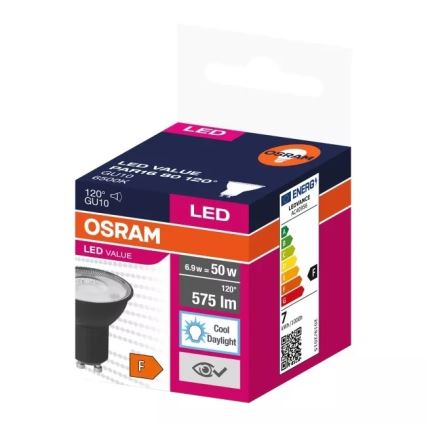 LED Żarówka VALUE PAR16 GU10/6,9W/230V 6500K 120° czarna - Ledvance