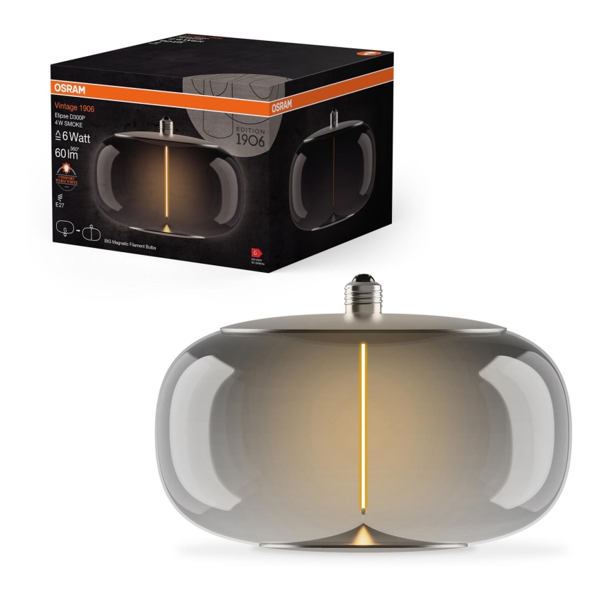 LED Żarówka VINTAGE FILAMENT E27/4W/230V 1800K dymna - Osram