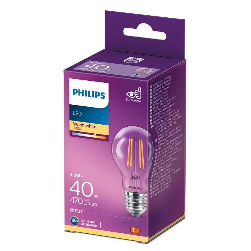 LED Żarówka VINTAGE Philips A60 E27/4,3W/230V 2700K