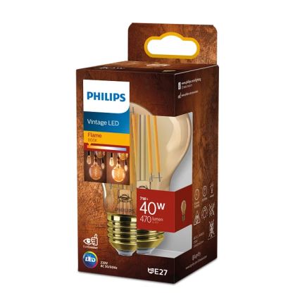 LED Żarówka VINTAGE Philips A60 E27/7W/230V 1800K