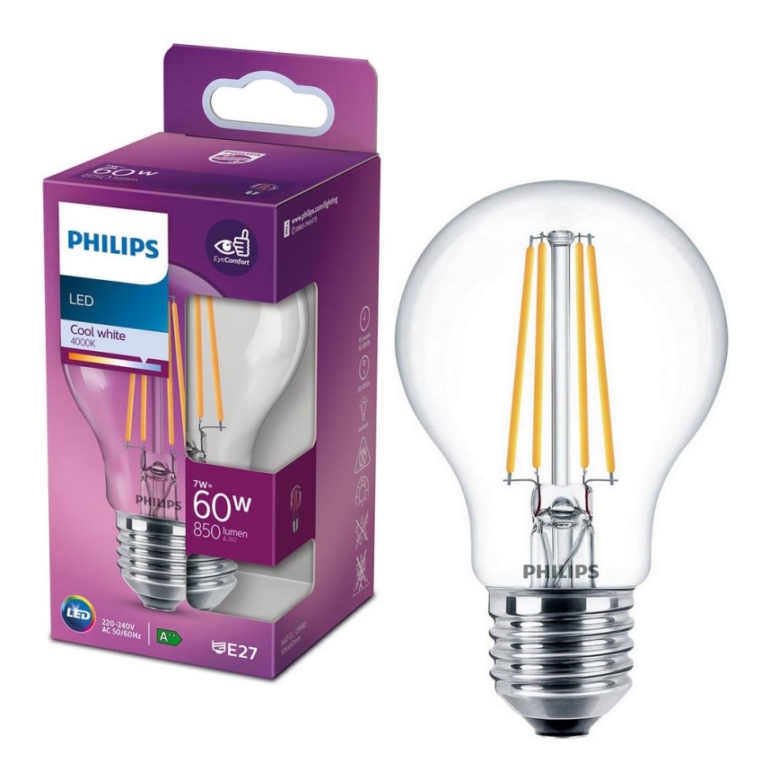 LED Żarówka VINTAGE Philips A60 E27/7W/230V 4000K