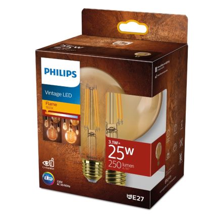 LED Żarówka VINTAGE Philips G95 E27/3,1W/230V 1800K