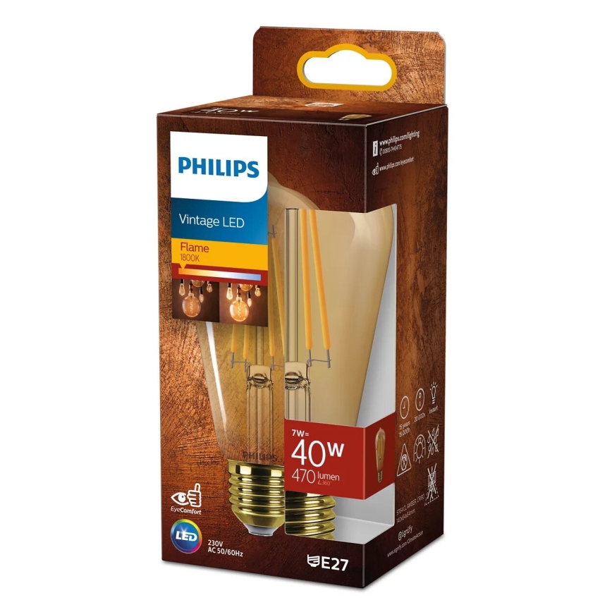 LED Żarówka VINTAGE Philips ST64 E27/7W/230V 1800K
