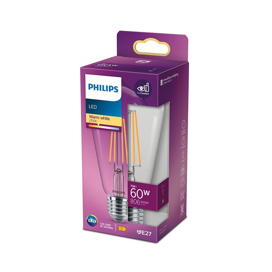 LED Żarówka VINTAGE Philips ST64 E27/7W/230V 2700K