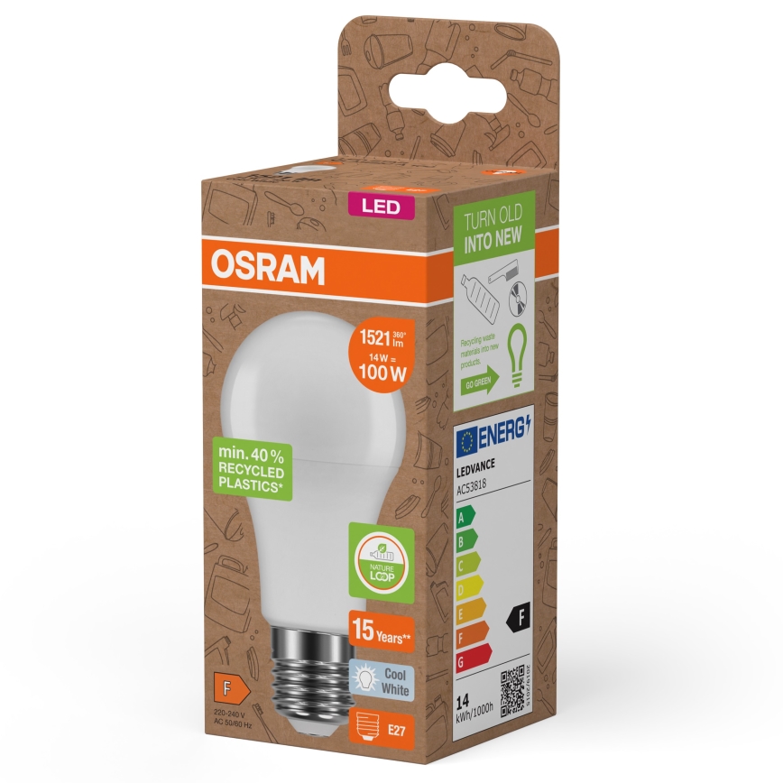 LED Żarówka wykonana z recyklowanego plastiku A100 E27/14W/230V 4000K - Osram