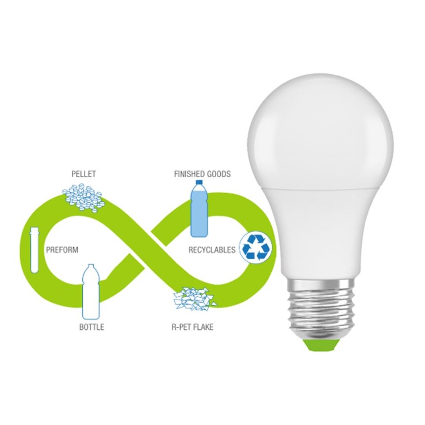 LED Żarówka wykonana z recyklowanego plastiku A60 E27/8,5W/230V 2700K - Ledvance