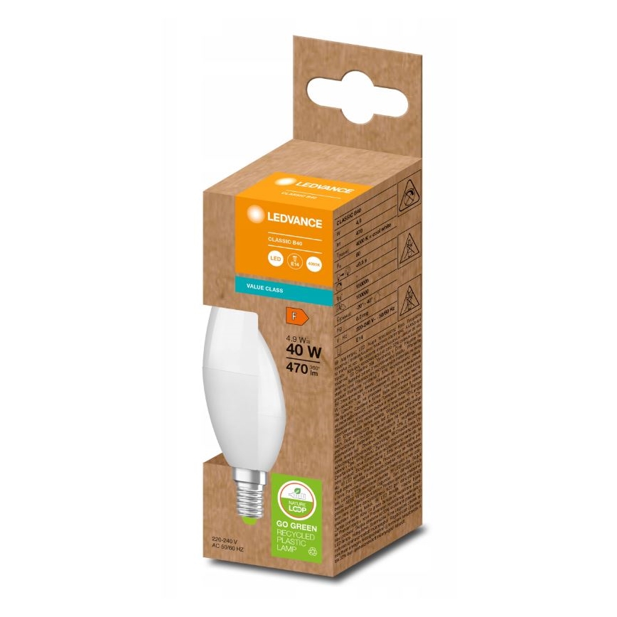 LED Żarówka wykonana z recyklowanego plastiku B40 E14/4,9W/230V 4000K - Ledvance