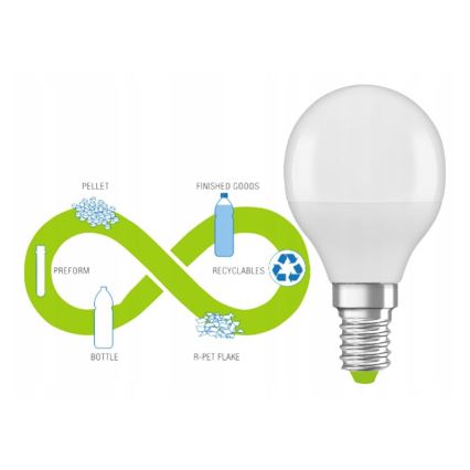 LED Żarówka wykonana z recyklowanego plastiku P45 E14/4,9W/230V 2700K - Ledvance