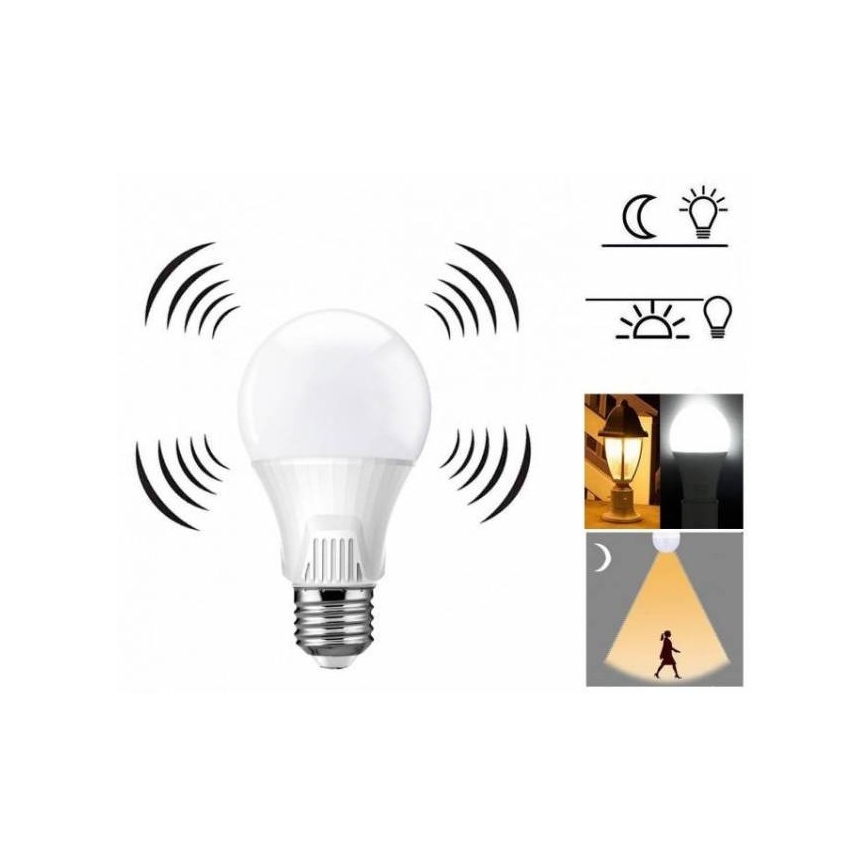 LED Żarówka z czujnikiem E27/9W/230V 6500K